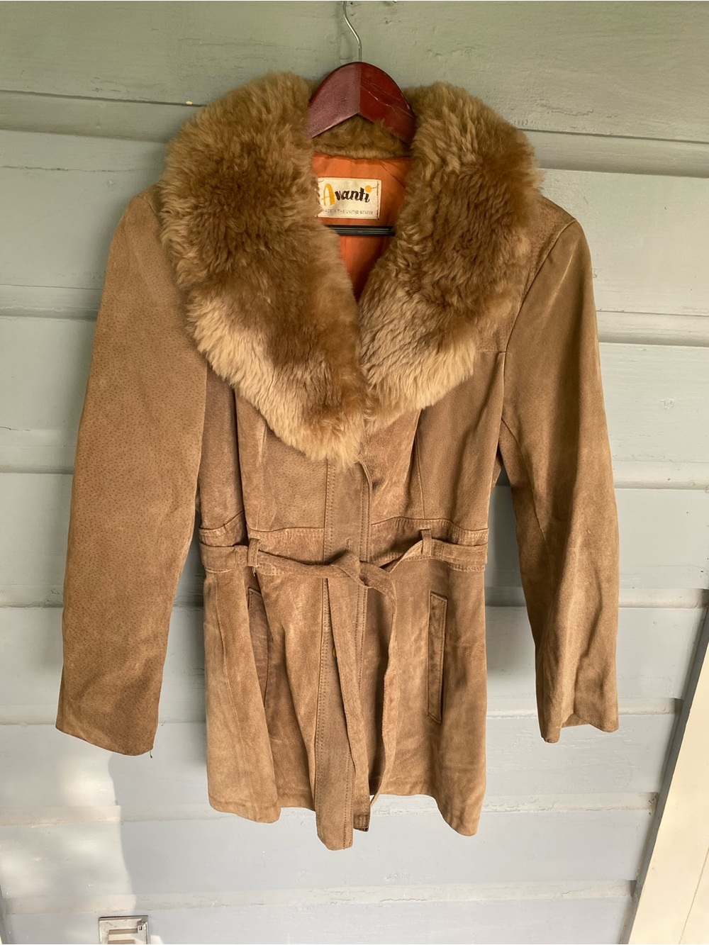 VTG 70s retro boho Avanti Suede Sheepskin Penny Lane afghan Coat S
